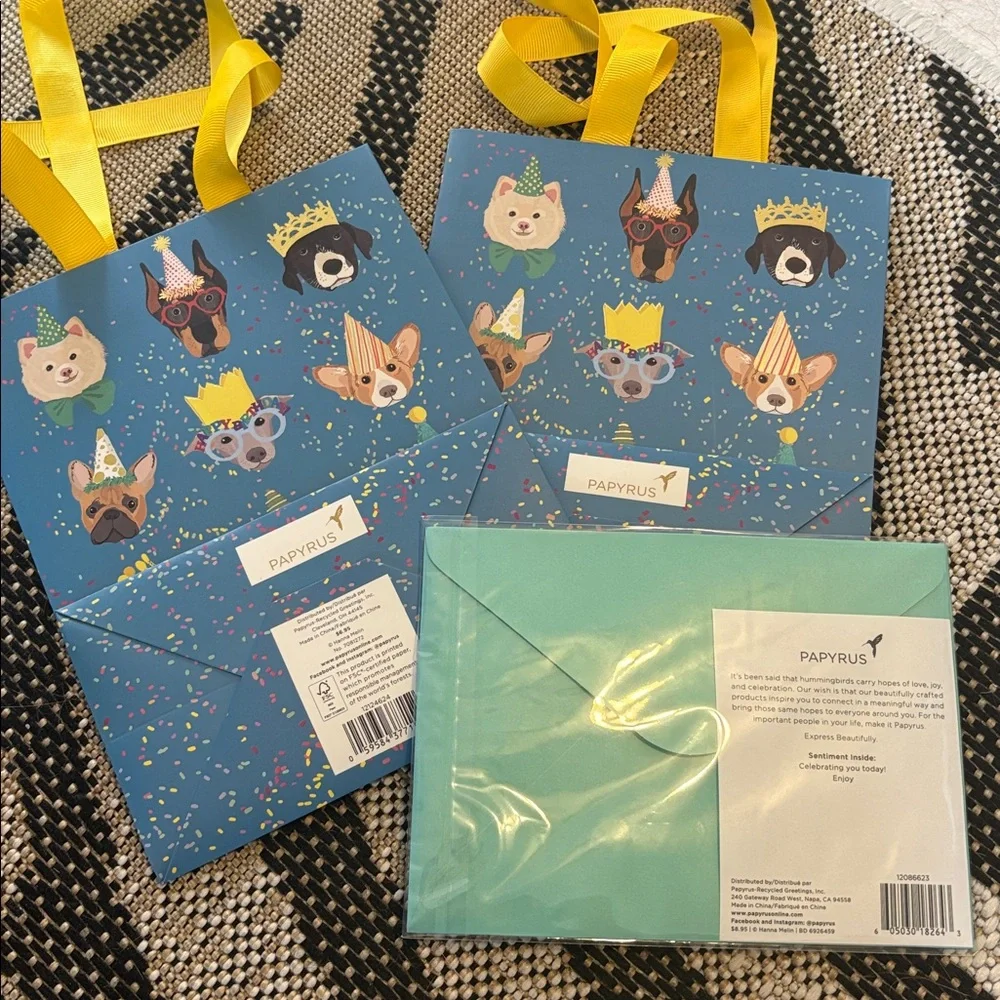 🆕Papyrus Doggie Bags And Birthday Greeting Card Bundle